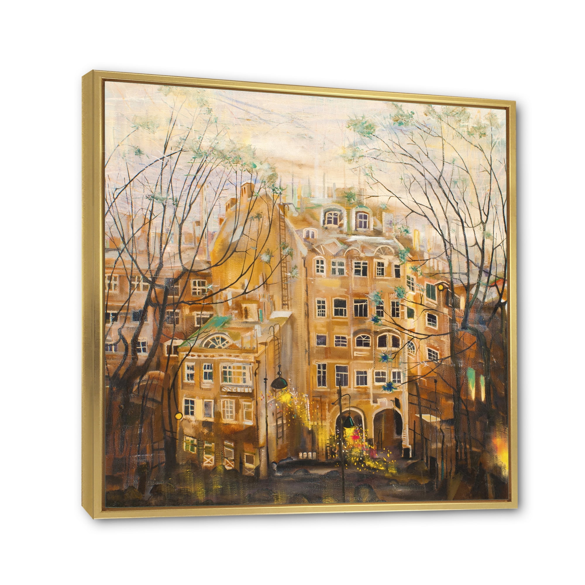 Designart 'Russian City Yard Landscape' Traditional Framed Canvas Wall Art Print