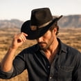 thumbnail image 6 of Qwertyu Western Cowboy Hat for Men Women Classic Roll Up Fedora Hat Jazz Cap with Buckle Belt Black, 6 of 6