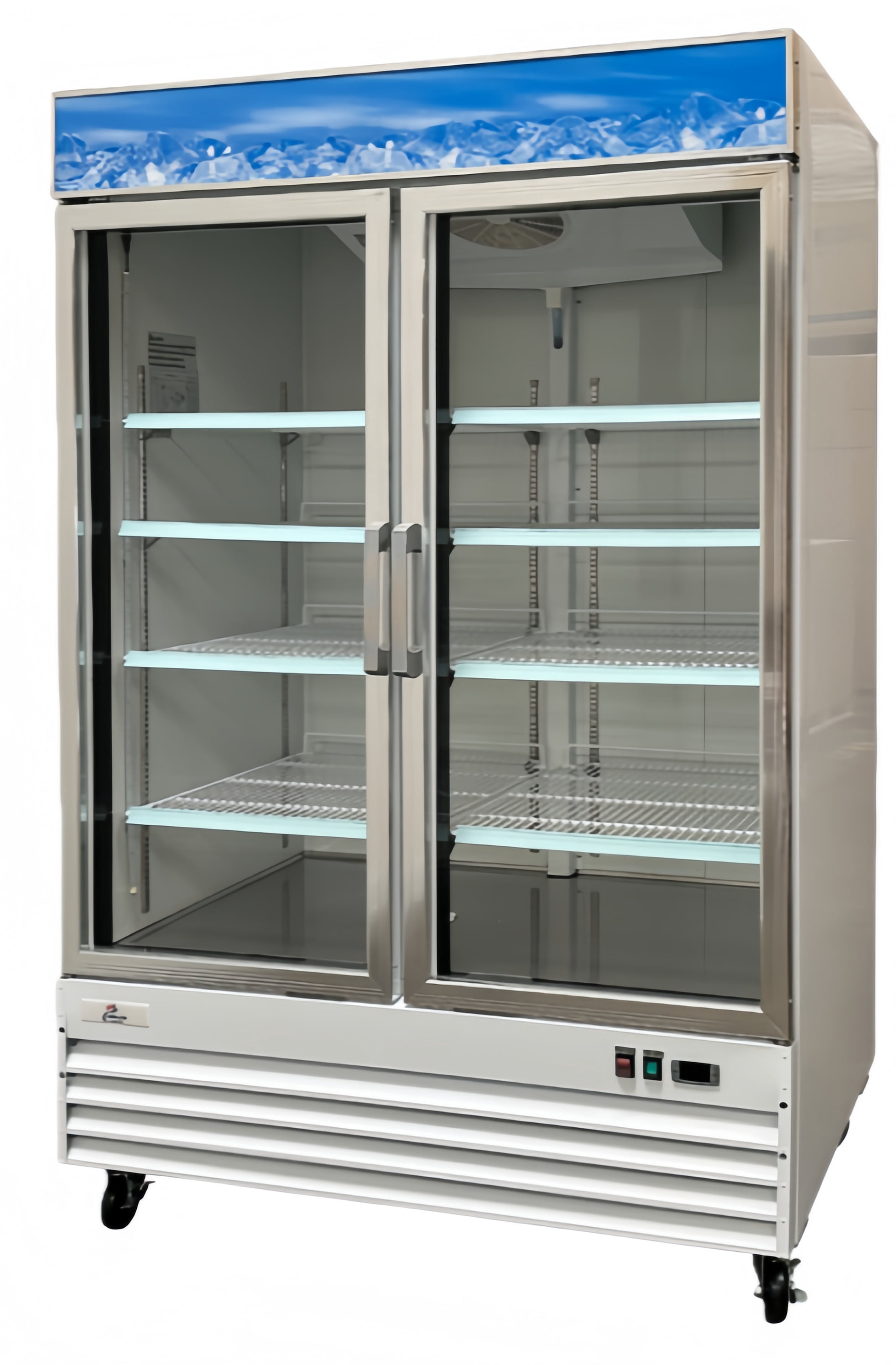 Cooler Depot Commercial Merchandiser Refrigerator, 54 inch, 45 cu. ft,  2 glass door cooler, NSF Certified.