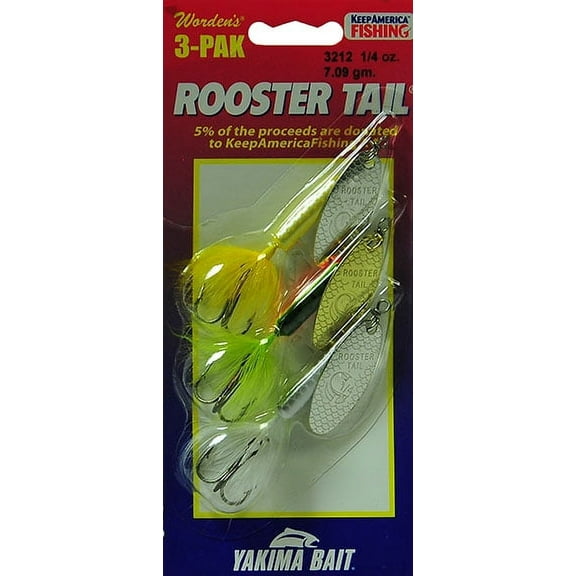 Yakima Bait Worden's Rooster Tail Spinner Trophy Fishing Lure, 3 Count