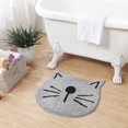 thumbnail image 3 of Microfiber Doormat Creative Cat Face Soft Fluffy Bath Rugs , Non Slip Carpet Bathroom Home Living Room Mat, 23x23 Inch (Grey), 3 of 5