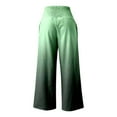 thumbnail image 5 of Pantalones anchos de cintura alta elástica con estampado veraniego para mujer: estampado digital por pulverización, cintura alta de tres cortes, pierna ligeramente ajustada, bolsillos ocultos., 5 of 5