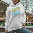 thumbnail image 2 of Good Vibes Only, Positivity or Being Positive Quote, Groovy Retro Wavy Text Merch Gift, White Hooded Sweatshirt or Hoodie, Small, 2 of 5