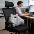 thumbnail image 4 of Grey Office Lumbar Support Cushion Cartoon Design Chair Back Pillow For Long Period Sitting 18.9X13.78 Inch, 4 of 7