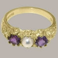 thumbnail image 4 of LBG British Made 10k Yellow Gold Cultured Pearl & Amethyst Womens Statement Ring - 33 size options - Size 5.5, 4 of 7