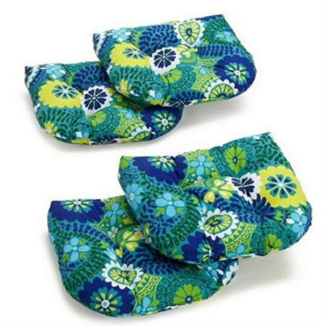 Coussins de Chaise de Salle à Manger Extérieurs en Polyester Filé en Forme de U de 19 Pouces (Ensemble de 4) - Azur de Luxe
