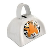 Tiger Face Safari White Cowbell Cow Bell