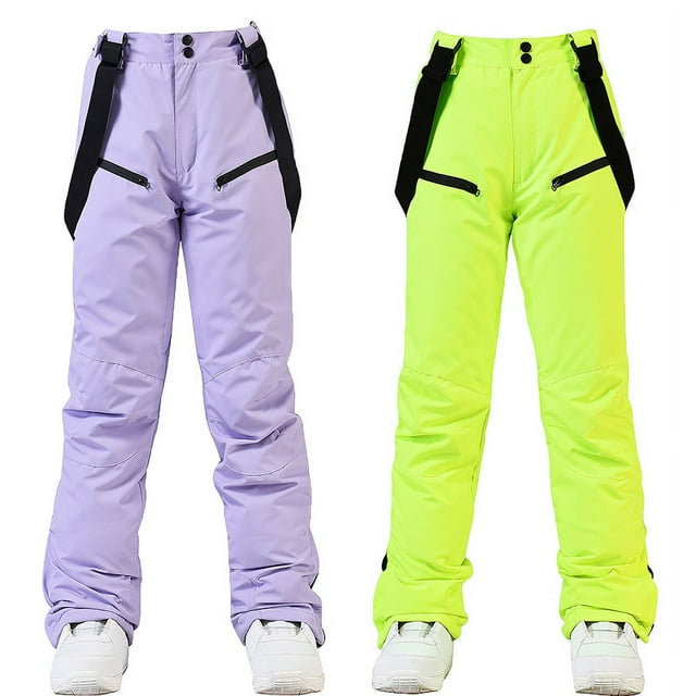Pantalones de esquí para hombre y mujer, pantalones de esquí con correa, de invierno, resistentes al viento, impermeables, cálidos, gruesos, para snowboard, pantalones de esquí dobles