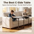 thumbnail image 4 of C Shaped Metal Couch End Table Tray Table 2pcs, Widened Side Table Sofa Table Nightstand for Bedroom, Living Room, 27"(H) x 21.1"(W) x 11.4"(D), Grey, 4 of 10