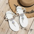 thumbnail image 6 of Dakaela Flat Sandals for Women Jeweled Ankle Strap Dress Thong Sandal Summer Casual Flip Flops White 8.5, 6 of 9