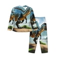 thumbnail image 2 of Goofa Lake Forest Dinosaur A Printed Women’s 2 Piece Pajama Set Super,Pajamas Women's Long Sleeve Sleepwear Soft Button Down Loungewear Pjs Lounge Set Nightwear-Large, 2 of 9