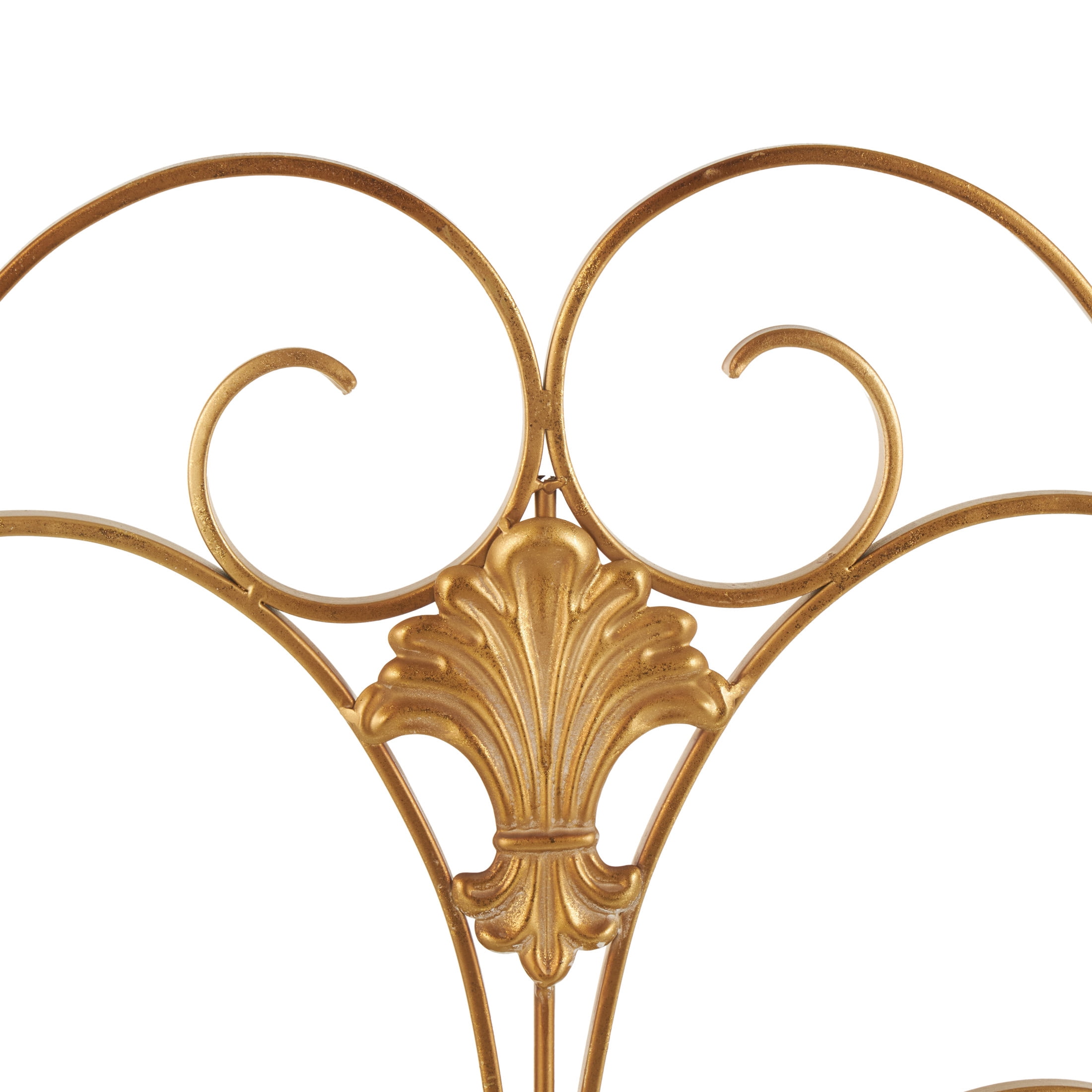 DecMode 29" x 40" Gold Metal Foldable 3 Panel Scroll Fireplace Screen with Fleur De Lis Accents, 1-Piece
