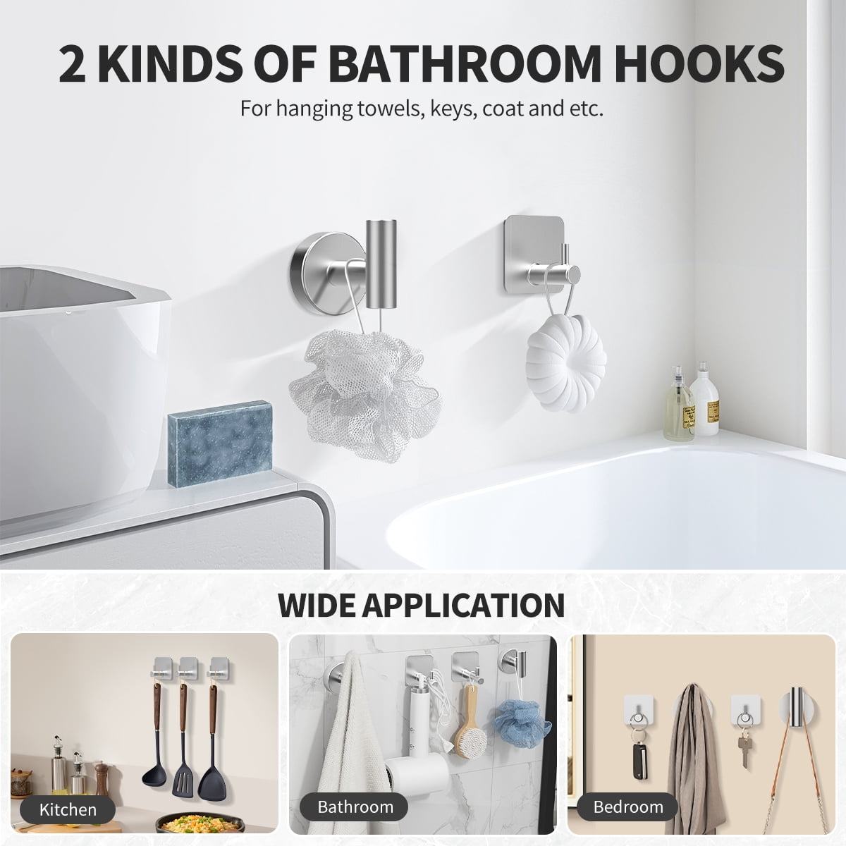 Bathroom Hardware Set, 7 Pieces Bathroom Accessories Set Includes 24" Towel Bar, Toilet Paper Holder, Towel Ring, Robe Hook, Brushed Nickel & Stainless Steel, Wall Mounted Bathroom Towel Rack Set
