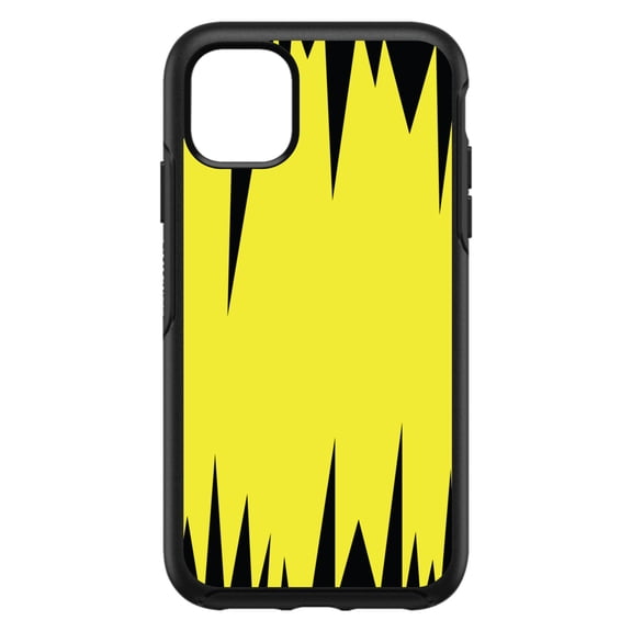 DistinctInk Case for iPhone 11 (6.1" Screen) - OtterBox Symmetry Custom Black Case - Yellow Black Spikes