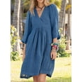 thumbnail image 2 of hoksml Fancy Tops for Women,Women's Summer Half Sleeve Solid Color Soft Comfortable Cotton And Linen Long Dress, 2 of 5