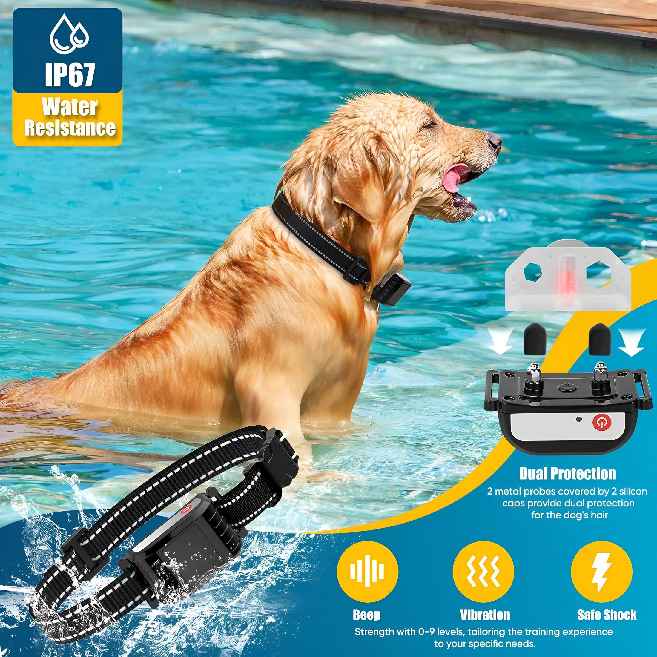 GJX Wireless Dog Fence, Electric Fence System with Big LCD Color Screen, Portable Wireless Pet Fence with Remote Training Collar, Dog Perimeter Collar, Adjustable for Small Medium Big Dogs