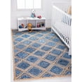 thumbnail image 1 of Aizza Trends Hand Made Hand Braided Natural Jute and Denim Floor Area Rug / Floor Carpet Rug / Natural Jute Rug, 1 of 5