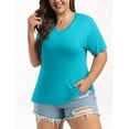 thumbnail image 3 of DreamFish Women's Plus Size Tops V Neck T Shirts Summer Short Sleeve Oversized Tees Casual Loose Fit Tunic, 3 of 5