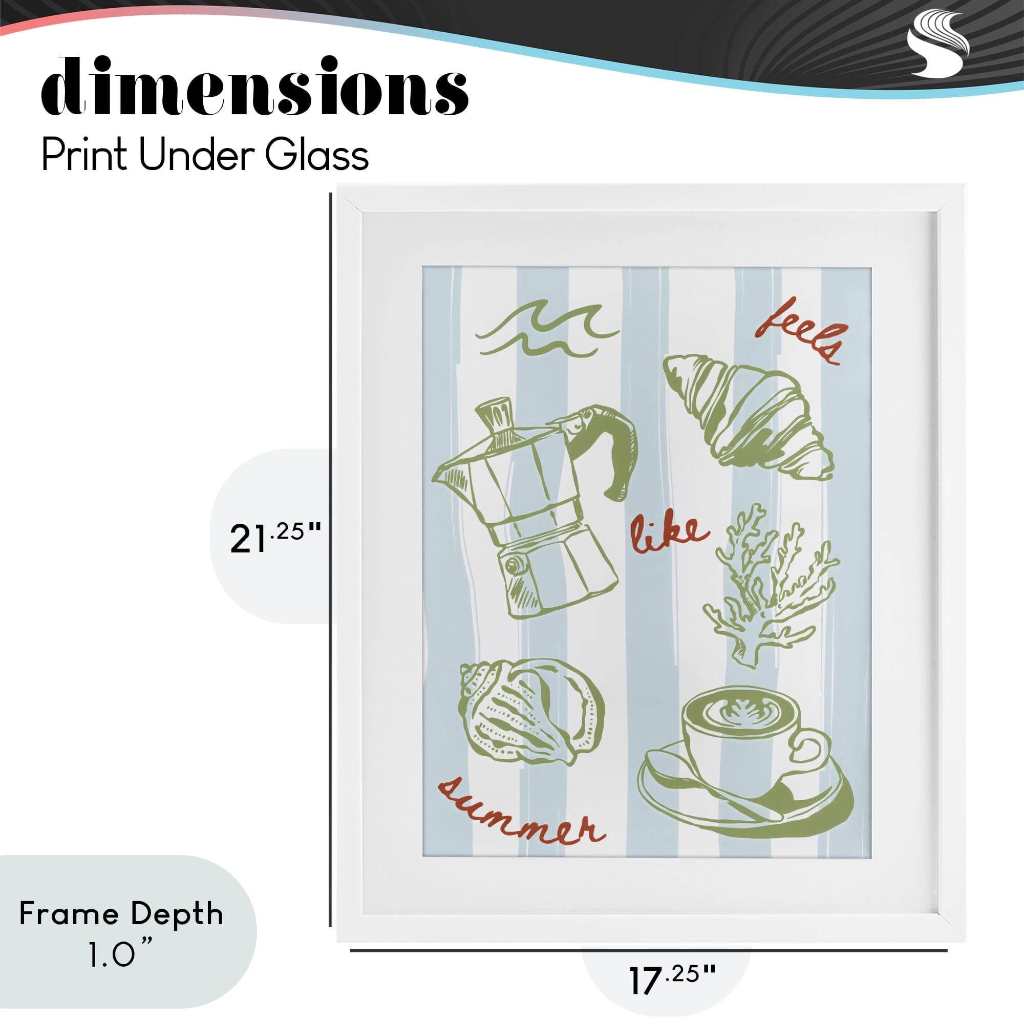 Stupell Industries Feels Like Summer on Stripes White Framed Print Under Glass, design by The Prints Vibe
