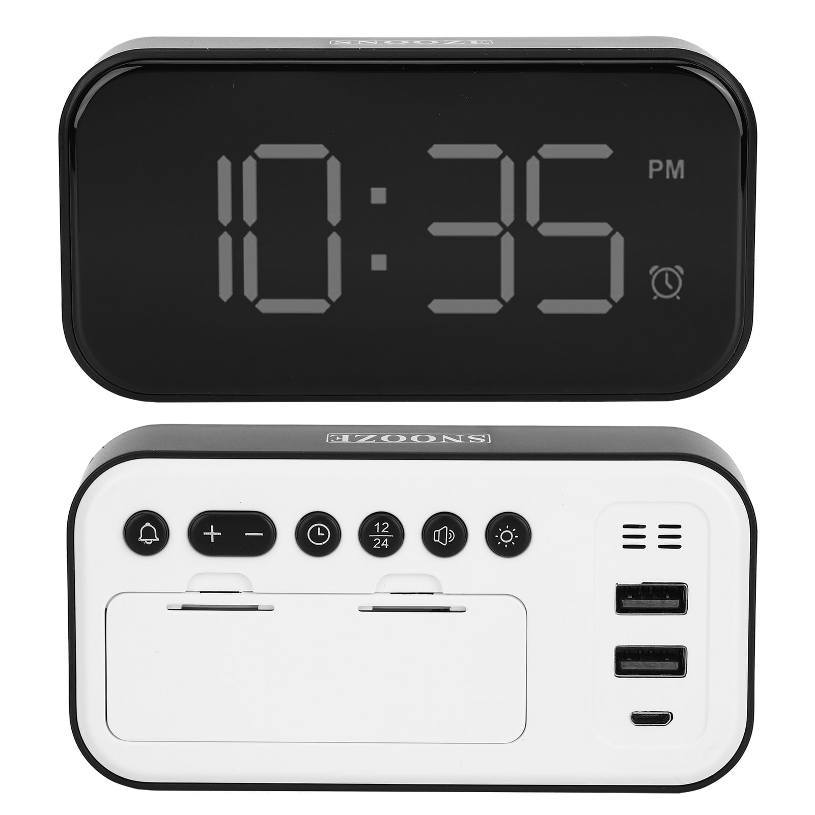 LA CROSSE TECHNOLOGY CURVED LED ALARM CLOCK WITH MIRRORED LENS IN WHITE 