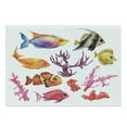 thumbnail image 1 of Ocean Cutting Board, Illustration of Exotic Fish Seaweed Coral Algae and Jellyfish Oceanic Wild Life, Decorative Tempered Glass Cutting and Serving Board, Large Size, Orange Purple, by Ambesonne, 1 of 1