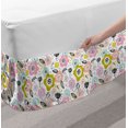 thumbnail image 2 of Floral Bed Skirt, Leafy Design in Pastel Tones Polka Dots Flowers Brush Dashes Strokes Blossoming, Elastic Bedskirt Dust Ruffle Wrap Around for Bedding Decor, 4 Sizes, Multicolor, by Ambesonne, 2 of 2