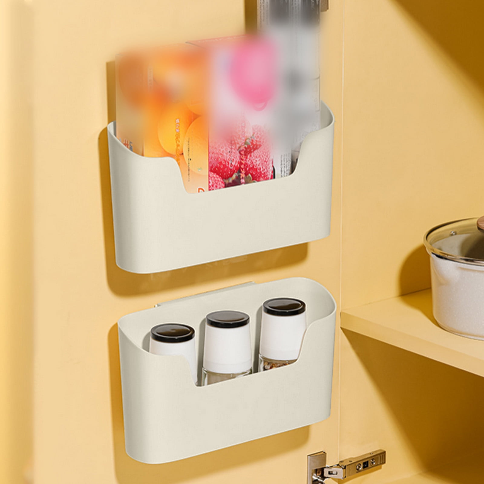 No Drill Wall Mount File Organizer - Adhesive Hanging Folder Holder for Cabinet Doors, Mail & Magazine Storage in Office, Kitchen, Bathroom - Space Saving White Organizer