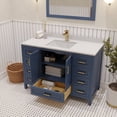 thumbnail image 5 of Ayna Decors Rooh 48 in Navy Blue Bathroom Vanity Set with White Quartz Countertop and Brass Faucet | Pop-Up Drain and P-Trap Included | Gold Hardware, 5 of 10