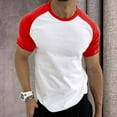 thumbnail image 6 of Mens T-Shirts Graphic Summer Short Sleeve Sports Color Block Raglan Sleeves Round Neck Casual Breathable Tshirt, 6 of 6