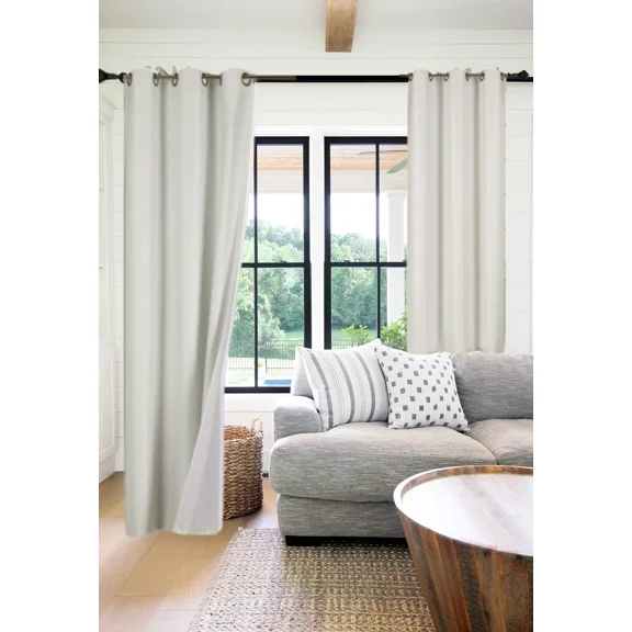 Gorgeous Home Linen 2‑Panel Blackout Thermal Window Curtains, Bronze Grommet Top, Ivory, 108 in Extra Long Adam Home Décor