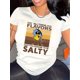 thumbnail image 1 of Nontransparent Material] Women's Casual Crew Neck T-Shirt, Polyester Blend (92% Polyester, 8% Elastane), Knit Fabric, Regular Length, with Portrait Graphic Print, for All-Season Top, Ladies T Shirts, 1 of 5