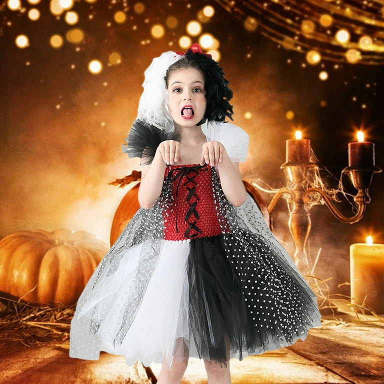 Little Girls Ghost Bride Tutu Dress Costume Kids Halloween Cosplay