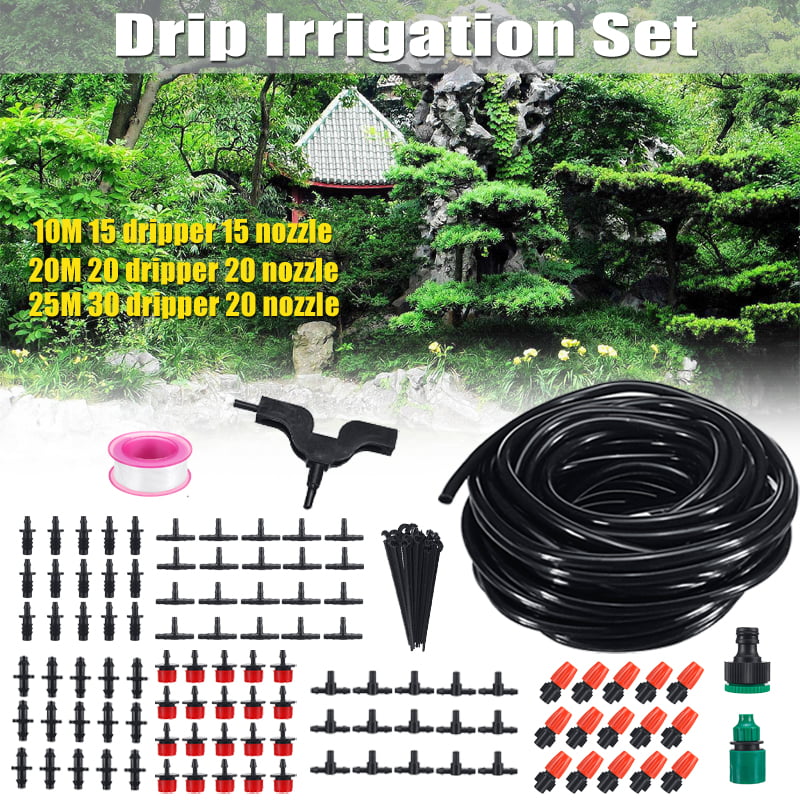 82ft Micro Drip Irrigation System Plant Self Watering Garden Hose Kits Drippers 