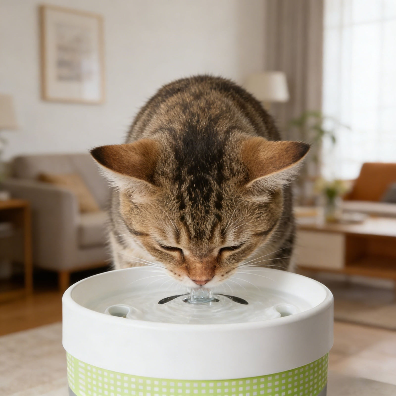 6.29" Cat Water Fountain, Quiet Circulation Drinking Bowl with Large Capacity, Anti-Splash Pet Water Dispenser for Cats