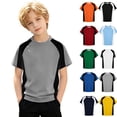 thumbnail image 1 of WENXIAOO T-Shirts à Manches Courtes pour Garçons, T-Shirts d'Été pour Enfants à Col Rond, T-Shirts Basiques, Hauts Décontractés, T-Shirts à Blocs de Couleur Tendance, 1 of 5