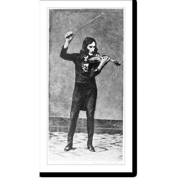 Historic Print, [Nicolo Paganini, 1782-1840; full, standing, playing violin], 16" x 20"