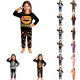 thumbnail image 2 of Kcolen Halloween Skeleton Print Pajama Set, Long Sleeve Top & Long Pants 2 Piece Sleepwear Halloween Gifts Fall Winter Outfit, 2 of 5