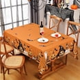 thumbnail image 2 of Halloween Tablecloth Rectangle, Pumpkin Ghost Spider Web Orange Table Cloths, Halloween Table Cover for Party Picnic Dinner Decor, 60"x84", 2 of 6