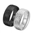 thumbnail image 3 of PAMTIER Men's Stainless Steel 8MM Personalized Rhombic Faced Classic Plain Wedding Band Biker Ring European and American Style Black Size 6, 3 of 5