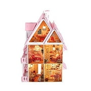 NWFashion Children's 17" 2 Floors with Furnitures Lights DIY Kits Assemble Miniature Wooden Dollhouse(Sunshine Alice)