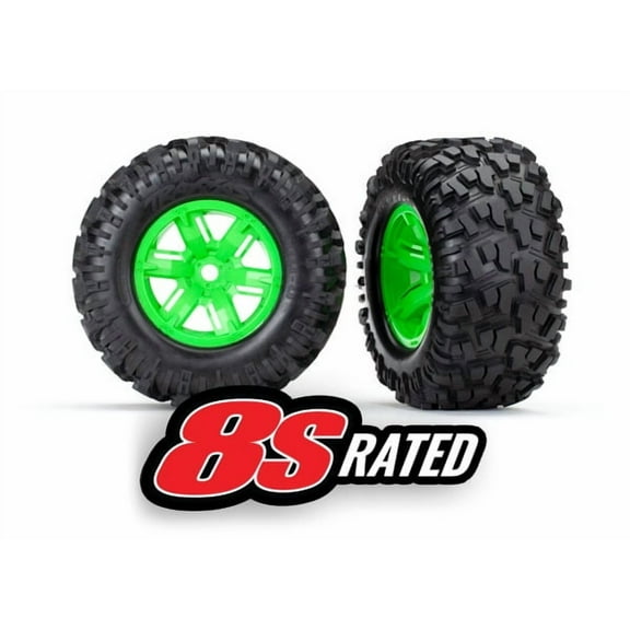 Traxxas TRA7772G Tires & Wheels, Assembled, glued (X-Maxx Green )