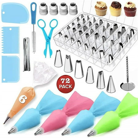 

Piping Bags and Tips Set 72 pcs Cake Decorating Kit with 20 Frosting Bags 42 Icing Tips Pastry Cookie Cupcake and Cake Decorating Supplies Christmas Decor