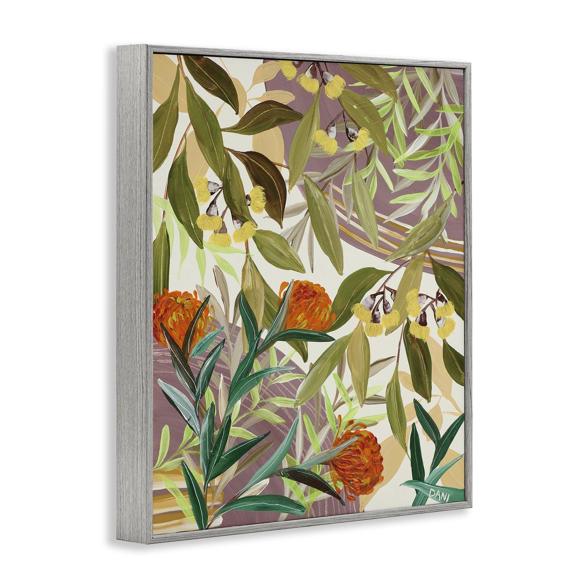 Stupell Industries Walk With Me Blooms Gray Framed Giclee Art, design by Dani Heyward