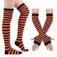 thumbnail image 3 of WJOSBXT 2026 Women's Striped Over Knee Thigh High Socks With Arm Warmer Fingerless Gloves Set for Halloween Christmas, 3 of 7