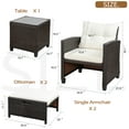 thumbnail image 5 of Sobaniilo 5 Piece Patio Furniture Set,Outdoor PE Wicker Patio Chair Two with Ottoman Underneath, Wicker Lounge Chair with Side Table, Beige, 5 of 8