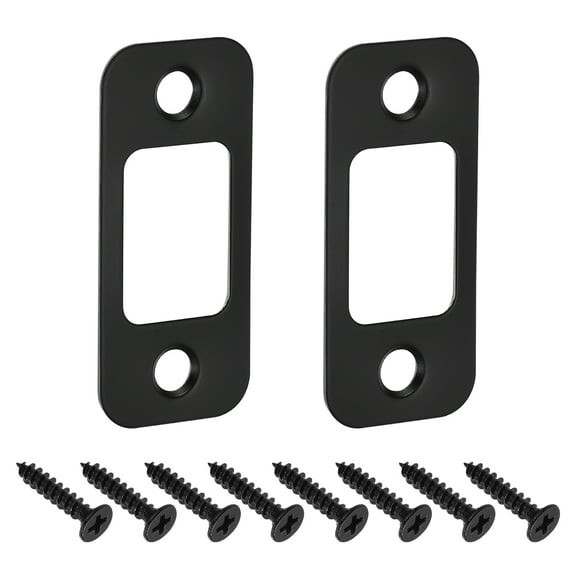 Uxcell 2Pack Door Strike Plate, 57mm x 25.5mm Stainless Steel Latch Deadbolt Replacement Lock Strike Plate, Black