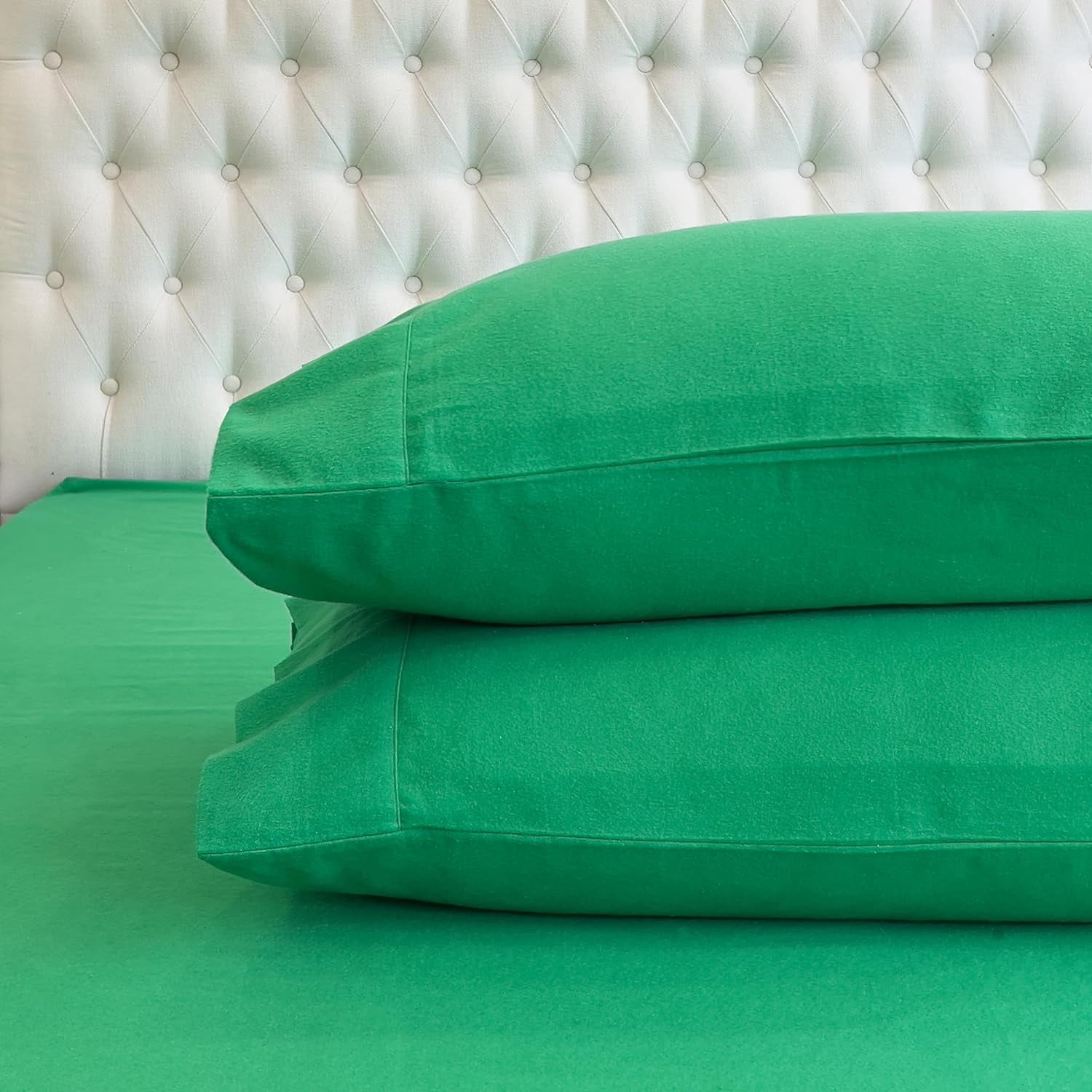 Elegant Comfort Soft 4-Piece Cotton Flannel Sheet Set -Deep Pocket Fitted Sheet, Flannel Sheets - Queen, Emerald Green