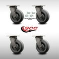 thumbnail image 2 of 6 Inch 316SS Thermo Rubber Flat Tread Swivel Caster Set w/Ball Bearing&Swvl Lock, 2 of 2