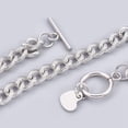 thumbnail image 2 of Pulsera de eslabones de acero inoxidable con cierre de palanca y dije en forma de corazón (1 unidad). Pulsera de acero inoxidable chapada en color. Para mujer y hombre. Cadenas plateadas., 2 of 2