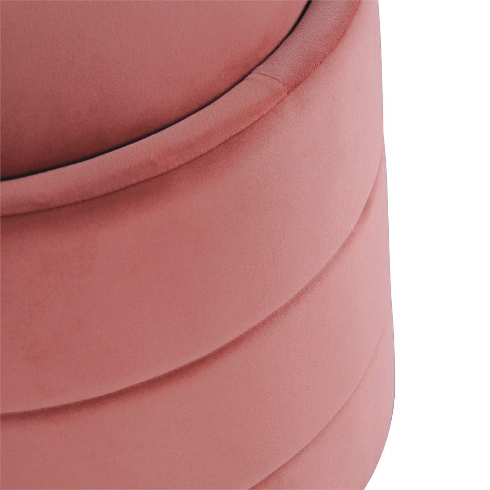HomePop Round Storage Ottoman, Blush Velvet